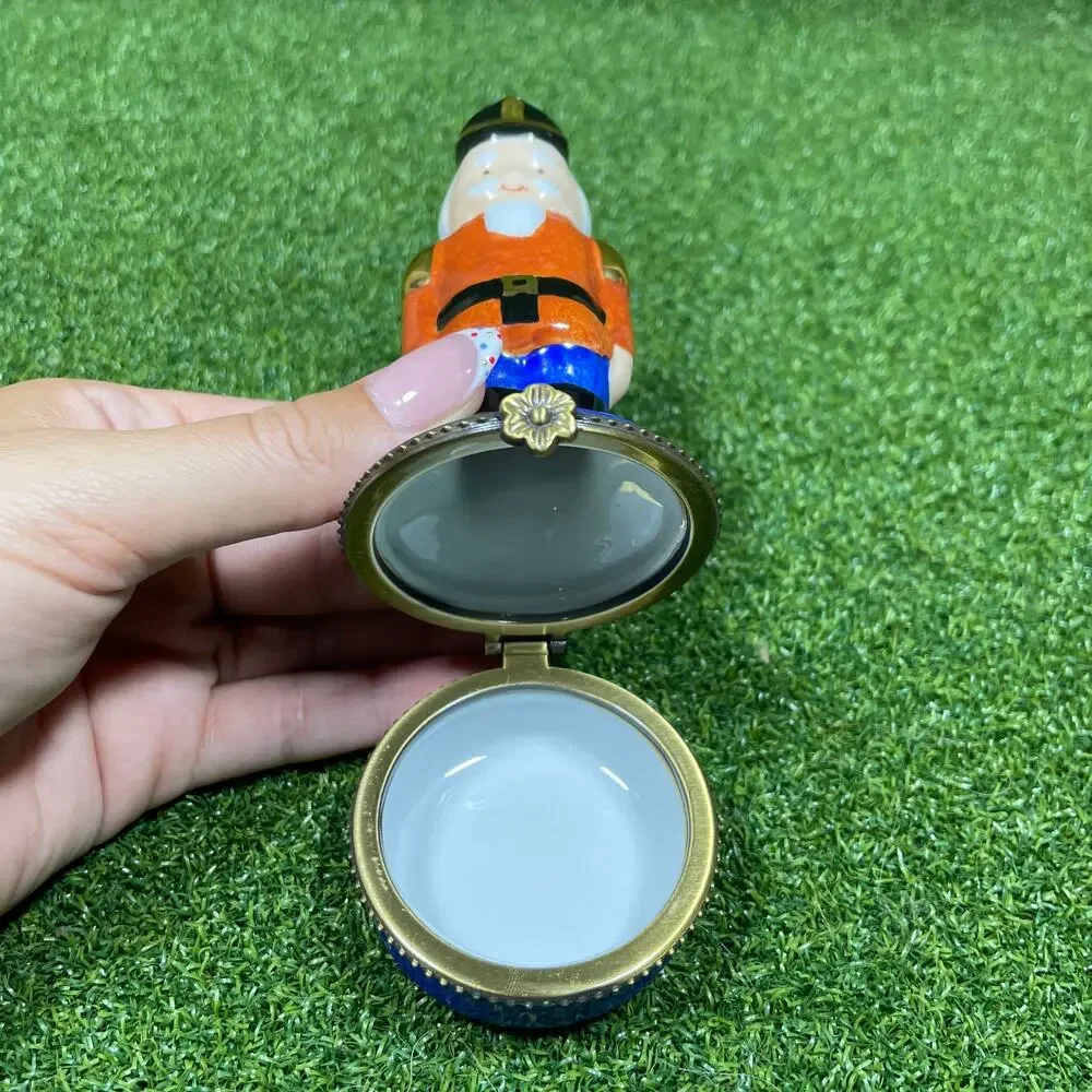 Vintage Nutcracker Soldier Porcelain Hinged Trinket Box